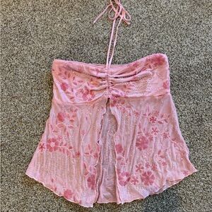 Y2k Pink Beaded Halter Top
